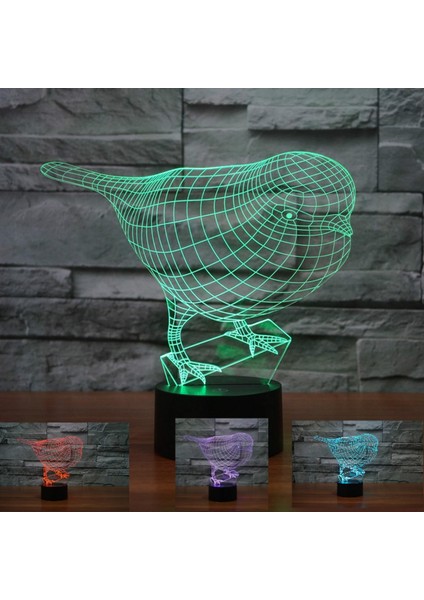 3D Robin Birds Gece Lambası 16 Renk Değişimi LED Rem (Yurt Dışından)