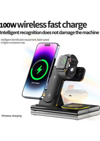 30W 3 In 1 Kablosuz Şarj Standı Pedi iPhone 14 13 12 Pro Max 11 x Hızlı Şarj Dock Istasyonu Apple Watch 8 7 6 (Yurt Dışından) modelleri