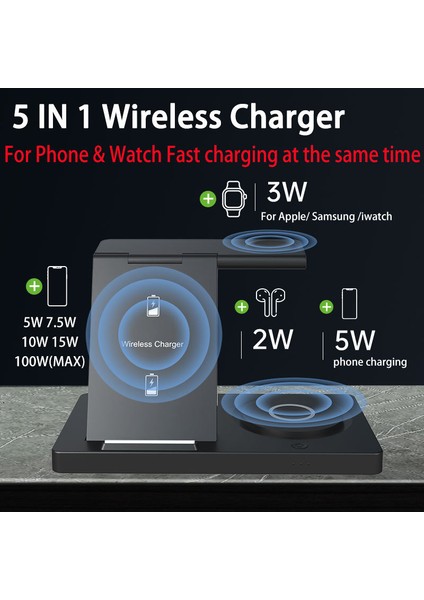 IPhone 14 13 12 11 x Apple ve Samsung Pro Watch Hızlı Şarj Istasyonu Istasyonu Için 30W 4'ü 1 Arada Kablosuz Şarj Standı (Yurt Dışından) indirimleri