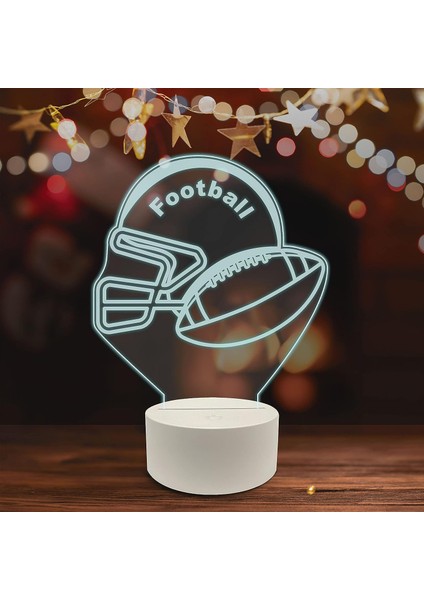 , Müzik 3D LED Masa Lambası, Caz Trompet I 8" x 10" Beyaz Taban Amerikan Futbolu Topu ve Baş Parçası Sanatı (Yurt Dışından)
