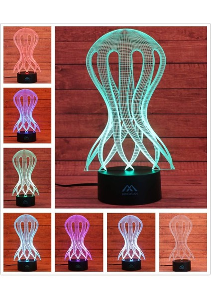 3D Ahtapot Gece Lambası 7 Renkli LED Dokunmatik Masa Tasarımı (Yurt Dışından)