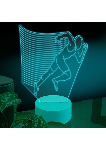 , Spor 3D LED Masa Lambası, Golf Oyuncusu Merhaba 8" x 10" Beyaz Taban Koşucu Hızlı Atlet Sporcu Aksiyonu (Yurt Dışından)