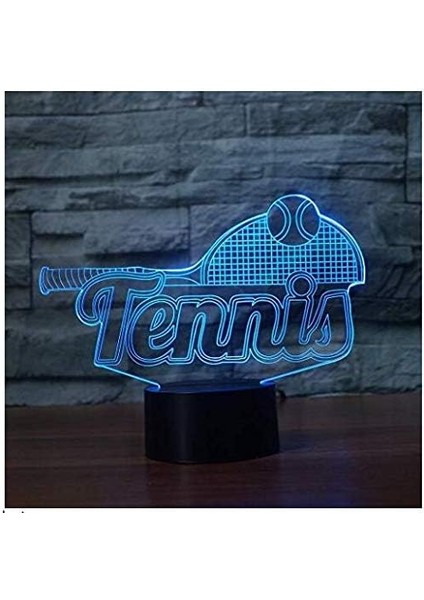 3D Tenis Gece Lambası 16 Renk Değişimi LED Uzaktan Kumanda C (Yurt Dışından)