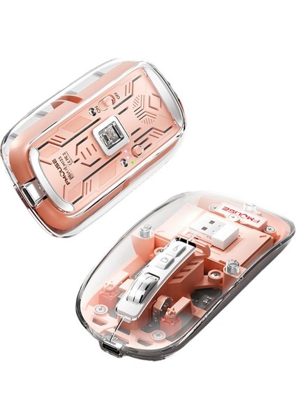 Şeffaf Manyetik Şarj Edilebilir Oyun Faresi Pc Masaüstü Dizüstü Tablet 2.4g Kablosuz Fare Oyun Üç Modlu Typec Dilsiz Fareler (Yurt Dışından)