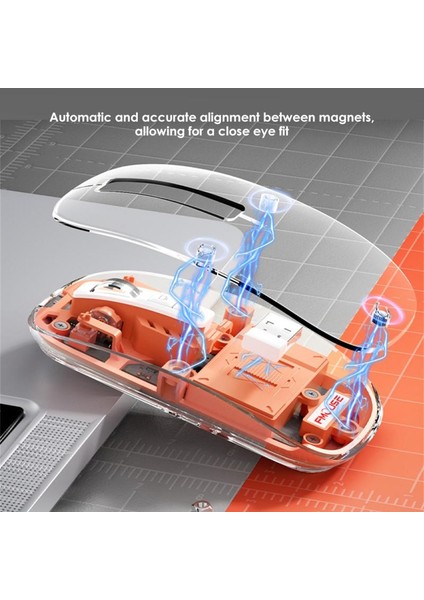 Şeffaf Manyetik Şarj Edilebilir Oyun Faresi Pc Masaüstü Dizüstü Tablet 2.4g Kablosuz Fare Oyun Üç Modlu Typec Dilsiz Fareler (Yurt Dışından) fiyatları