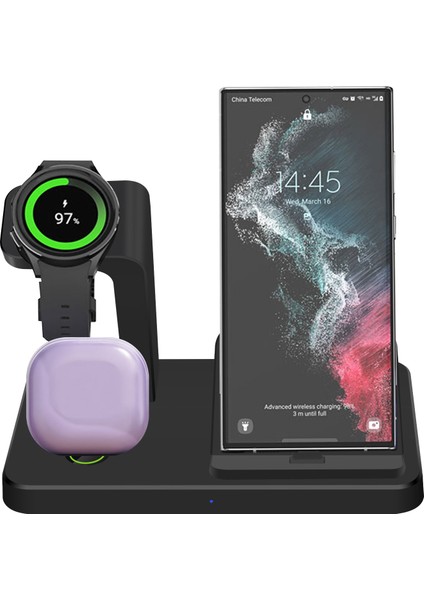3 In 1 Kablosuz Şarj Cihazı Galaxy Izle 4/5/5 Pro Tomurcukları Tip C Hızlı Şarj Istasyonu Samsung S23 S22 S21 Xiaomi Huawei Standı (Yurt Dışından)