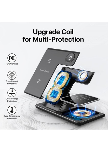 3 In 1 Kablosuz Şarj Standı Pedi iPhone 14 13 12 11 x Apple Watch 8 7 Katlanabilir 15W Telefon Hızlı Şarj Istasyonu (Yurt Dışından) fırsatları