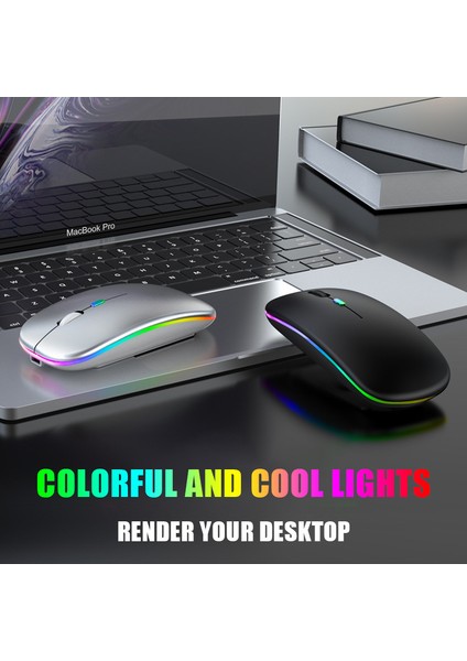 Bluetooth 5.0 Kablosuz USB Şarj Edilebilir Rgb Fare Bt5.2 Dizüstü Bilgisayar Pc Macbook Oyun Faresi 2.4 Ghz 1600 Dpı (Yurt Dışından)
