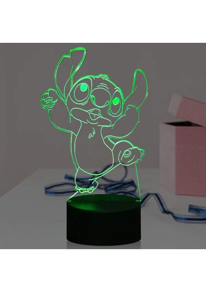 Stitch LED Gece Lambası Lilo Stitch 16 Renk 3D Ac (Yurt Dışından)