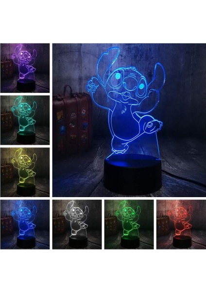 Stitch LED Gece Lambası Lilo Stitch 16 Renk 3D Ac (Yurt Dışından) modelleri