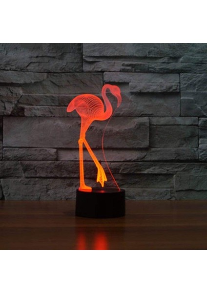 3D Flamingo Gece Lambası USB Dokunmatik Anahtar Dekor Sekmesi (Yurt Dışından)