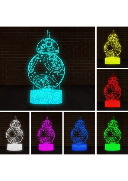 Uzay Gemisi 3D Gece Lambası Dokunmatik Kontrol - 7 Renk Bb-8 (Yurt Dışından)