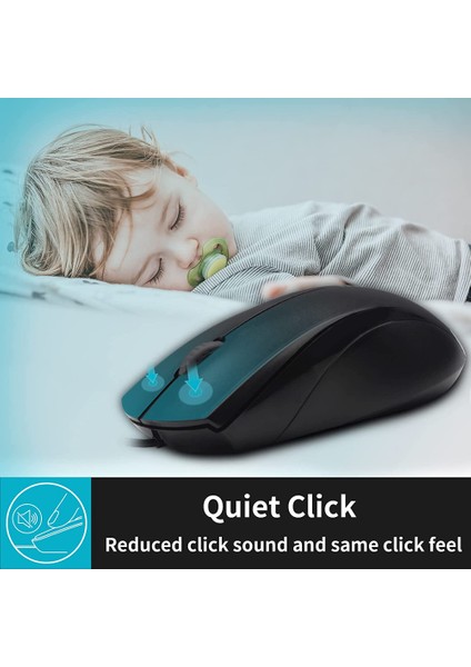 N1600 3 Düğmeli Sessiz Kablolu Fare, 1000 Dpı Optik Fare, Sessiz Düğme, Ergonomik Şekil, Masaüstü Bilgisayarlar Dizüstü Bilgisayarlar Için, Mat Siyah (Yurt Dışından) fiyatları