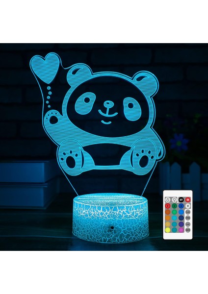 Çocuklar Için Panda Gece Lambası 3D Hayvan Gece Lambaları (Yurt Dışından)