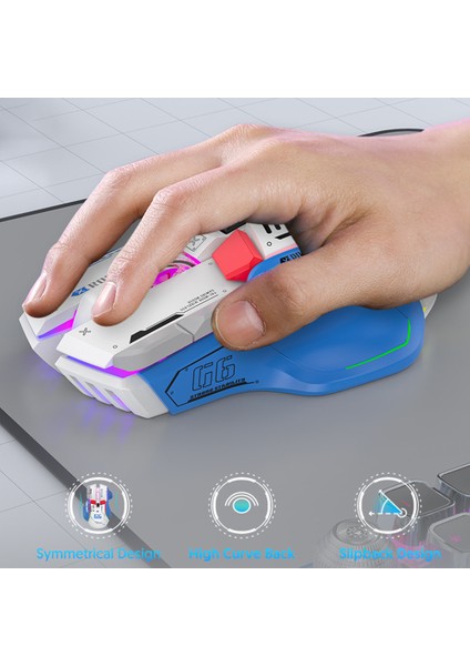 2.4g Kablosuz Bluetooth Fare Meslek Oyun Faresi 4000 Dpı Şarj Edilebilir Ergonomik Mause Rgb Aydınlatmalı Dizüstü Bilgisayar Için (Yurt Dışından)