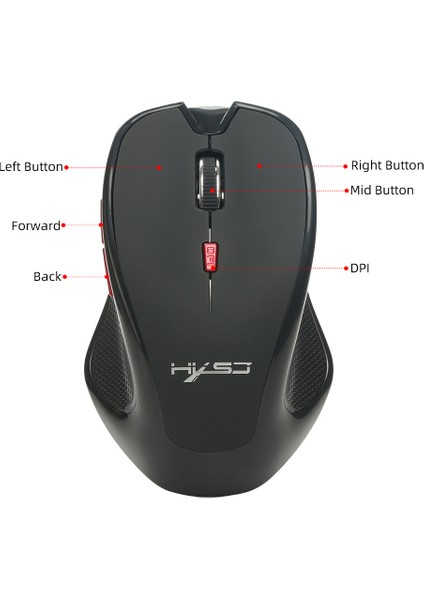 Bluetooth Kablosuz Fare, Ayarlanabilir 2400DPII, Ipad/dizüstü Bilgisayar/surface Pro/windows Bilgisayar/-Siyah ile Uyumlu 6 Düğme (Yurt Dışından)