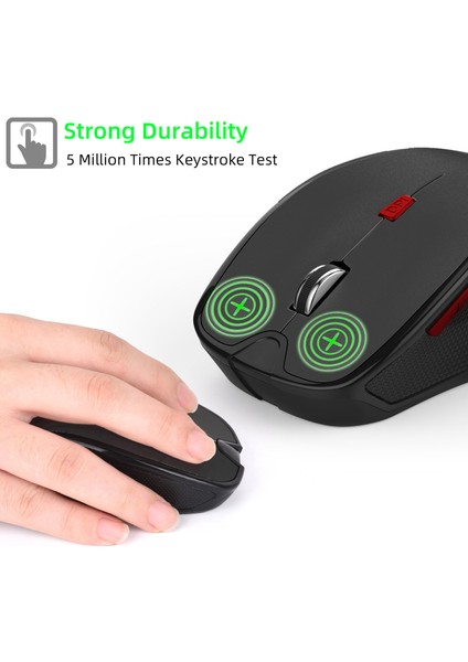 Bluetooth Kablosuz Fare, Ayarlanabilir 2400DPII, Ipad/dizüstü Bilgisayar/surface Pro/windows Bilgisayar/-Siyah ile Uyumlu 6 Düğme (Yurt Dışından)
