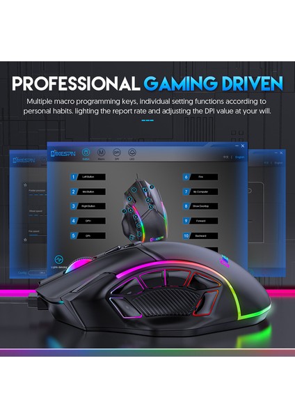 12800 Dpı Serbest Ağırlık Makro Rgb Oyun Faresi 12 Programlanabilir Tuş Oyun Faresi Rgb Işık Pc Mac Gun Pubg Dizüstü Bilgisayar Için Max Ila 6 Seviye (Yurt Dışından)