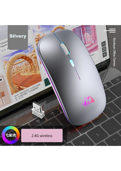 Ziyoulang Şarj Edilebilir Bluetooth Fare, 2.4g Çift Mod, Yedi Renk Solunum Işığı Sessiz Düğmesi, Pc, Ipad, Dizüstü Bilgisayar Için Uygun (Yurt Dışından)