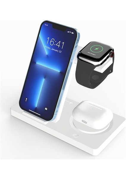 IPhone 14 13 12 11 x Apple ve Samsung Pro Watch Hızlı Şarj Istasyonu Istasyonu Için 30W 4'ü 1 Arada Kablosuz Şarj Standı (Yurt Dışından)