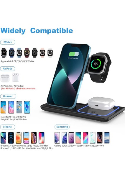 3'ü 1 Arada Kablosuz Şarj Standı iPhone 14 13 12 11X8/2 3 Pro /apple Watch 8 7 6 5 4 Katlanabilir Hızlı Şarj Istasyonu (Yurt Dışından) fırsatları