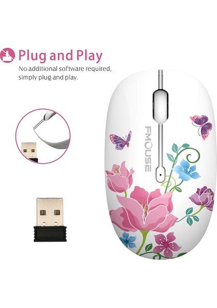 Kablosuz Fare USB Alıcılı Sevimli Sessiz Bilgisayar Fareleri, 2.4g Optik Kablosuz Seyahat Faresi 1600 Dpı Dizüstü Bilgisayar, Dizüstü Bilgisayar, Pc, Bilgisayar (Kelebek) ile Uyumlu (Yurt Dışından) indirimleri