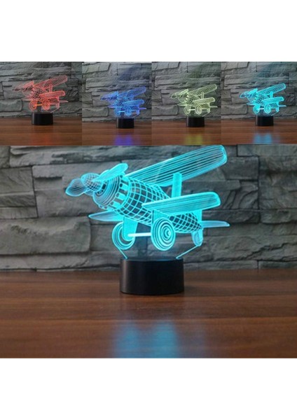 3D Uçak Uçak Gece Lambası Masa Lambası Dekor Sekmesi (Yurt Dışından)