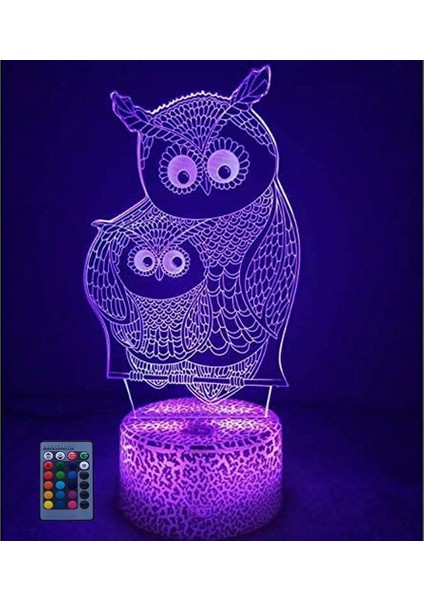 3D Baykuş Gece Lambası USB ile Çalışan Uzaktan Kumandalı Dokunmatik (Yurt Dışından)