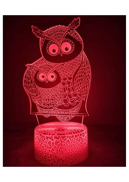 3D Baykuş Gece Lambası USB ile Çalışan Uzaktan Kumandalı Dokunmatik (Yurt Dışından)