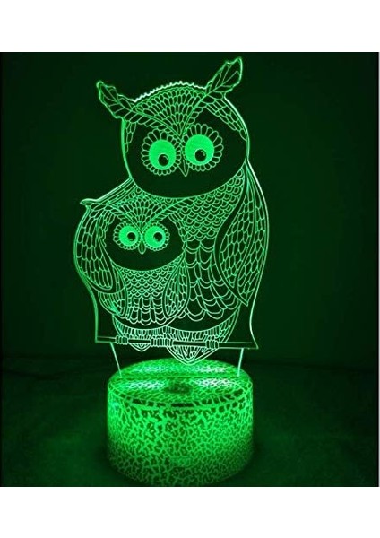 3D Baykuş Gece Lambası USB ile Çalışan Uzaktan Kumandalı Dokunmatik (Yurt Dışından)