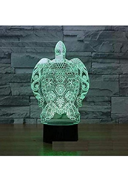 3D Yeni Kaplumbağa Gece Lambası 7 Renk Değişimi Dokunmatik Swi (Yurt Dışından)