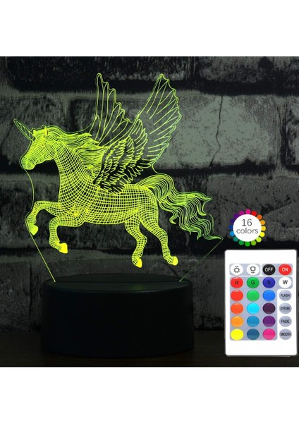 Çocuklar Için Tek Boynuzlu Gece Işığı, 3D Illüzyon Doğum Günü (Yurt Dışından)
