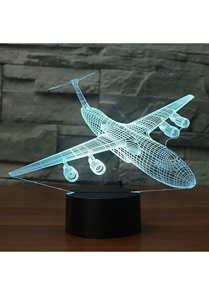 3D Uçak Gece Lambası 16 Renk Değişimi LED Uzaktan Kumanda (Yurt Dışından)