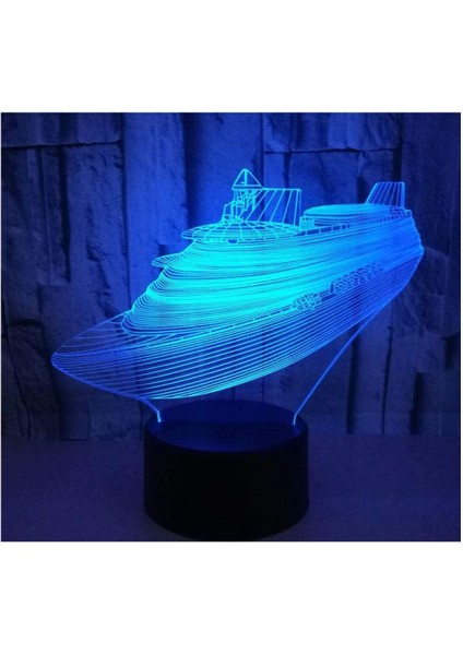 3D Illüzyon Gece Lambası LED Gece Gemi Yat Gel (Yurt Dışından)