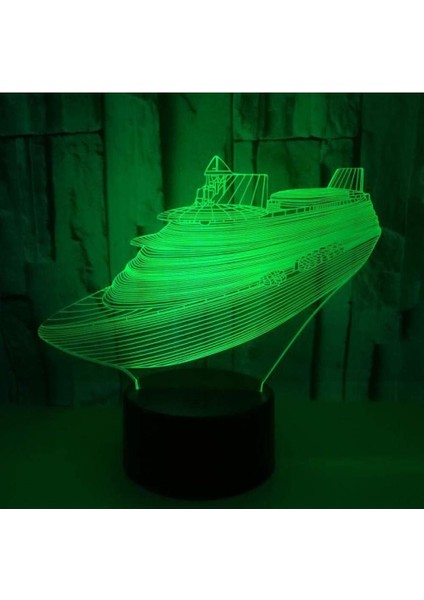 3D Illüzyon Gece Lambası LED Gece Gemi Yat Gel (Yurt Dışından)