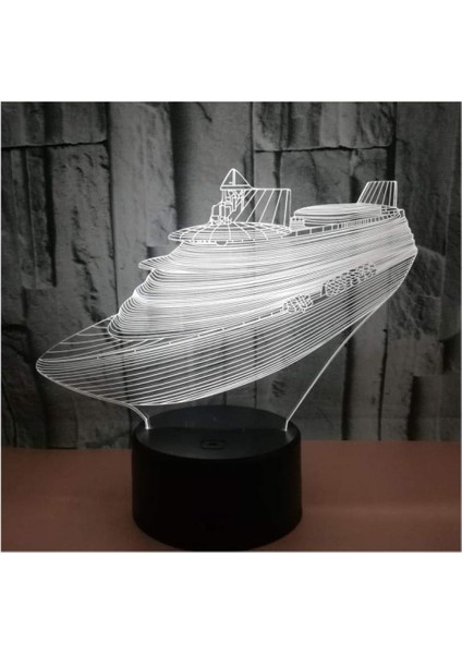 3D Illüzyon Gece Lambası LED Gece Gemi Yat Gel (Yurt Dışından)