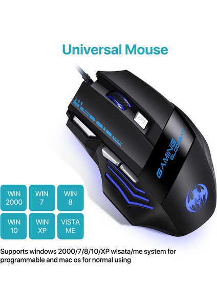 Bilgisayar Faresi Gamer Kablolu Oyun Faresi Rgb Arka Işık Sessiz 7200 Dpı Ergonomik Fare LED Aydınlatmalı 7 Düğmeler Pc Dizüstü Bilgisayar (Yurt Dışından)