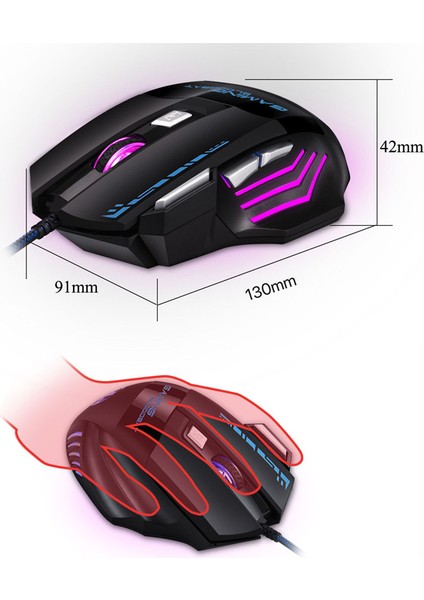 Bilgisayar Faresi Gamer Kablolu Oyun Faresi Rgb Arka Işık Sessiz 7200 Dpı Ergonomik Fare LED Aydınlatmalı 7 Düğmeler Pc Dizüstü Bilgisayar (Yurt Dışından)