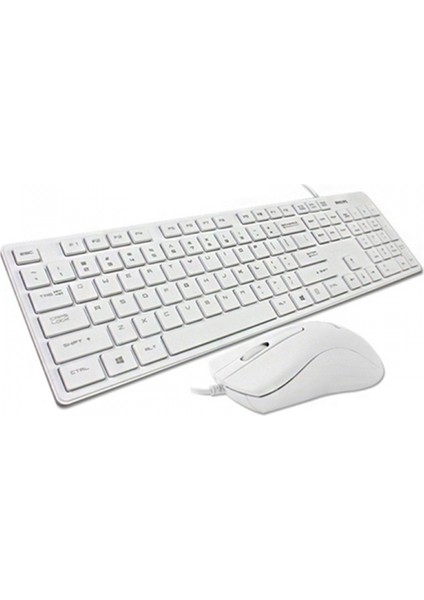 SPT6201 Kablolu Klavye Mouse Seti Ofis Oyun Klavyesi ve Mouse Combo Seti, Beyaz (Yurt Dışından)