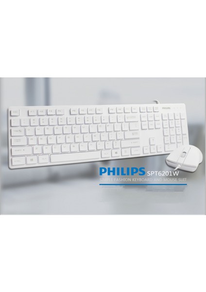 SPT6201 Kablolu Klavye Mouse Seti Ofis Oyun Klavyesi ve Mouse Combo Seti, Beyaz (Yurt Dışından)