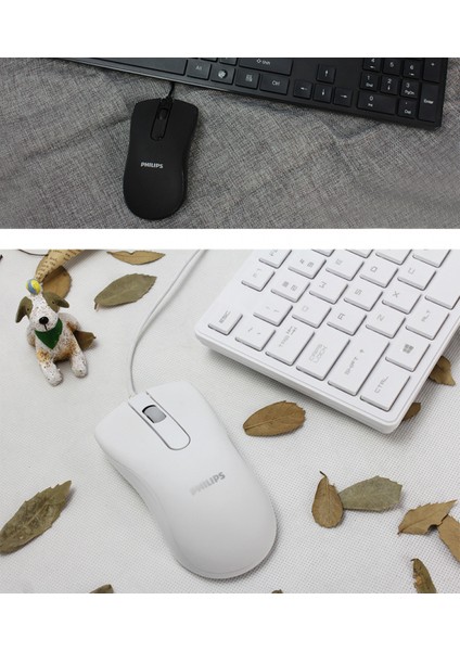 SPT6201 Kablolu Klavye Mouse Seti Ofis Oyun Klavyesi ve Mouse Combo Seti, Beyaz (Yurt Dışından)