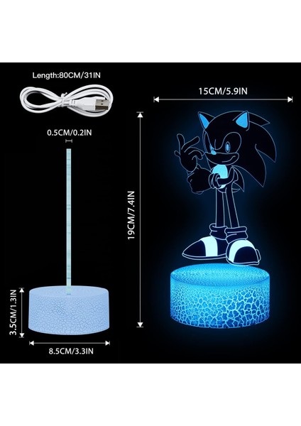 Anime Oyuncaklar Gece Lambası, 5 Pa 6 Adet ile 3D Illüzyon Lambası (Yurt Dışından)
