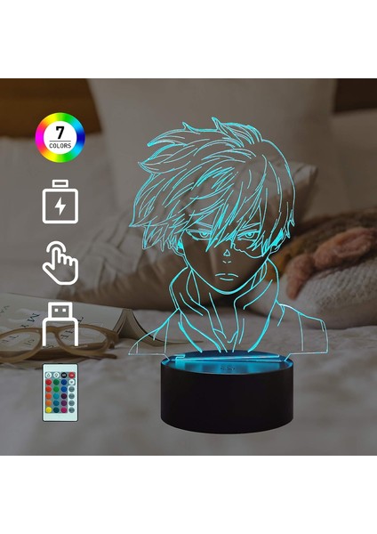3D LED Gece Lambası Shoto Todoroki 16 Colo (Yurt Dışından) modelleri