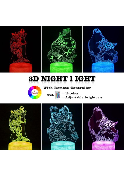3D Anime Demon Slayer Gece Lambası 16 Renk (Yurt Dışından)