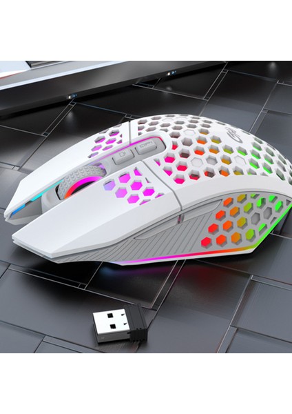 X801 Şarj Edilebilir USB 2.4g Kablosuz Rgb Işık Petek Oyun Faresi Masaüstü Pc Bilgisayarlar Dizüstü Dizüstü Fare Mause Gamer Sevimli (Yurt Dışından)