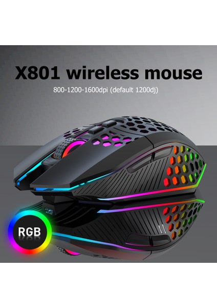 X801 Şarj Edilebilir USB 2.4g Kablosuz Rgb Işık Petek Oyun Faresi Masaüstü Pc Bilgisayarlar Dizüstü Dizüstü Fare Mause Gamer Sevimli (Yurt Dışından) fırsatları