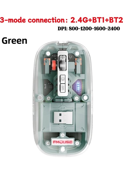 Kablolu Kablosuz Fare Gamer Rgb Işık Ayarlanabilir Şeffaf Oyun Fare Bluetooth Uyumlu Masaüstü Dizüstü Bilgisayar Için Fare (Yurt Dışından)