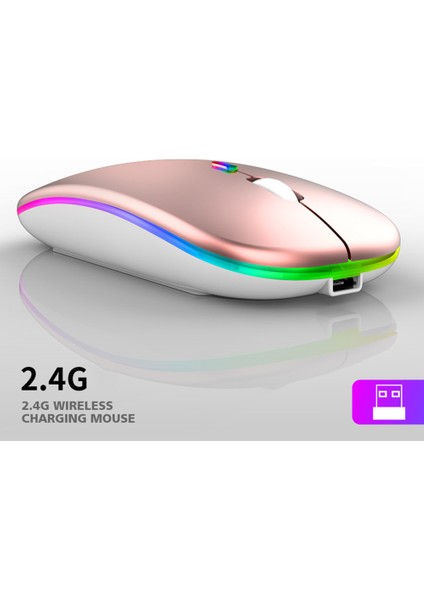 Tablet Telefon Bilgisayar Bluetooth Kablosuz Fare Şarj Aydınlık 2.4g USB Kablosuz Fare Taşınabilir Fare (Yurt Dışından)