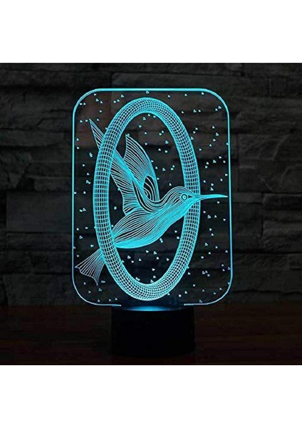 3D Gece Kuşu Sinek Kuşu Gece Lambası Dokunmatik Anahtarı (Yurt Dışından)