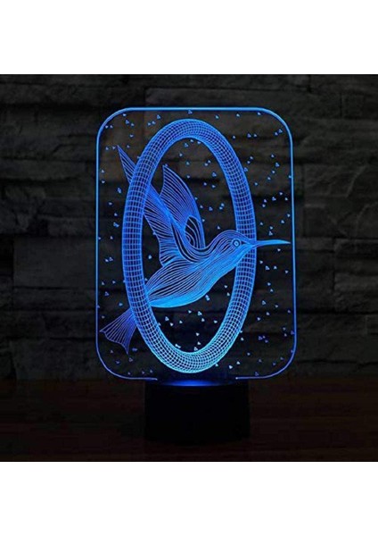 3D Gece Kuşu Sinek Kuşu Gece Lambası Dokunmatik Anahtarı (Yurt Dışından)